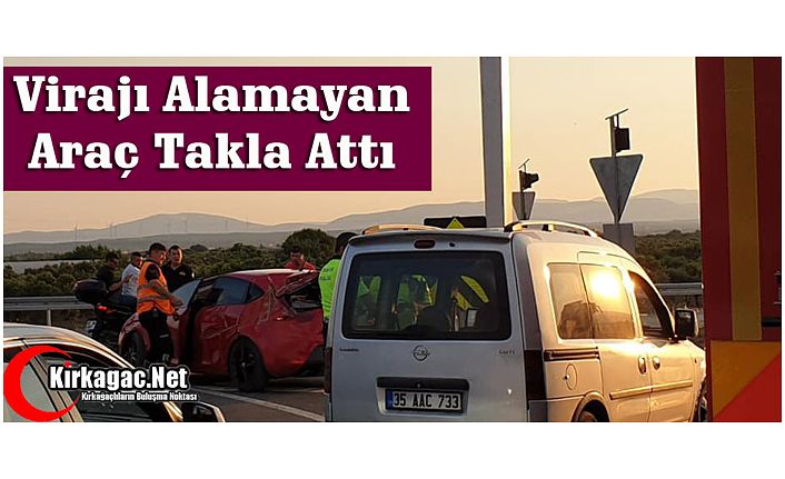 VİRAJI ALAMAYAN ARAÇ TAKLA ATTI