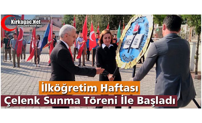 İLKÖĞRETİM HAFTASI ÇELENK SUNMA TÖRENİYLE BAŞLADI