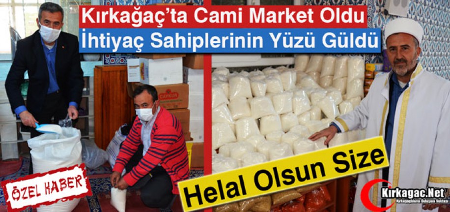 KIRKAĞAÇ'TA CAMİ "MARKET" OLDU, İHTİYAÇ SAHİPLERİNİN YÜZÜ GÜLDÜ(ÖZEL HABER)