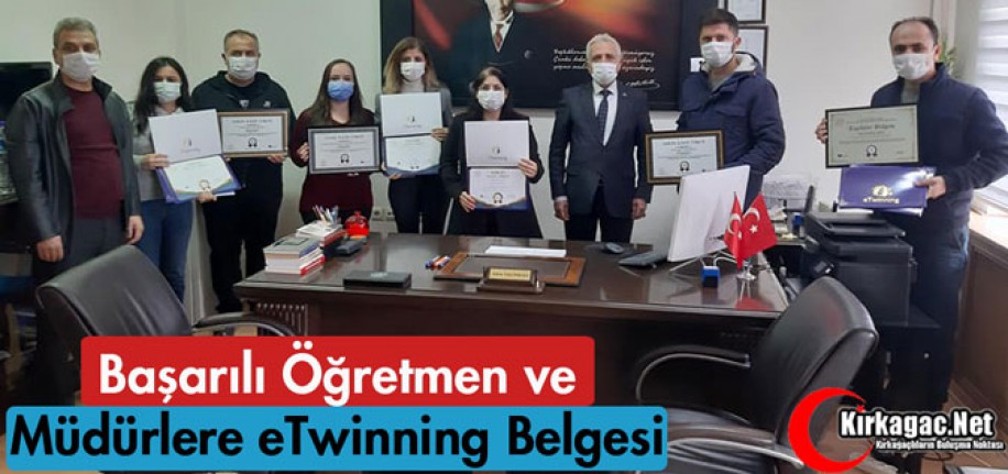 BAŞARILI MÜDÜR ve ÖĞRETMENLERE e TWİNNİNG BELGESİ