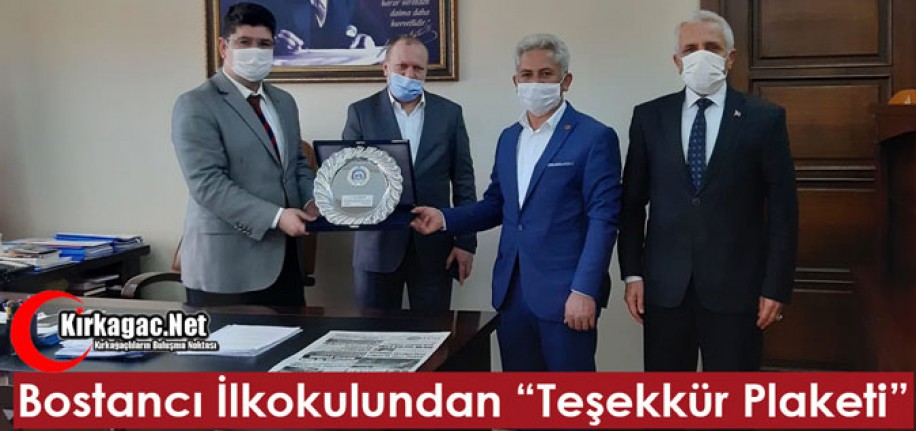 BOSTANCI İLKOKULUNDAN “TEŞEKKÜR PLAKETİ”