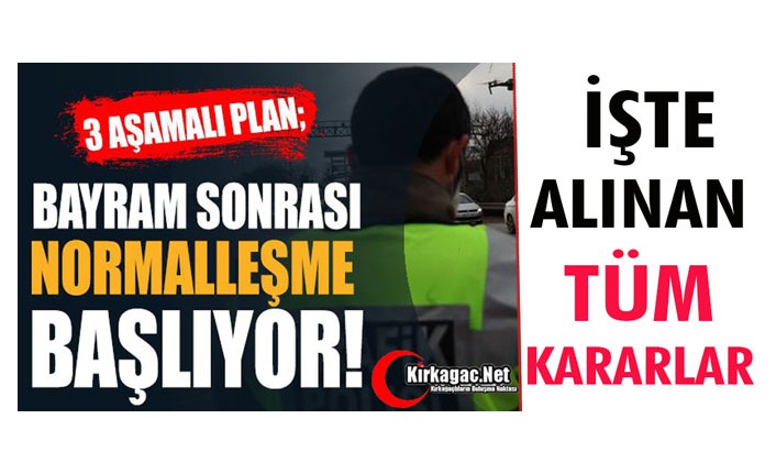 İŞTE ALINAN "NORMALLEŞME" KARARLARI