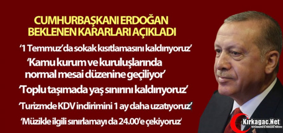 ERDOĞAN AÇIKLADI...1 TEMMUZ'DA YASAKLAR KALKIYOR