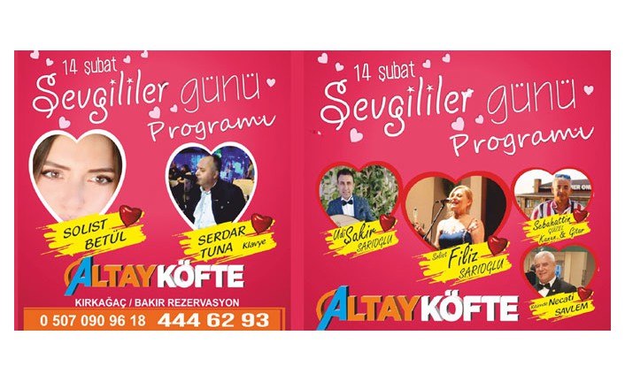 ALTAY KÖFTE’DEN MUHTEŞEM “SEVGİLİLER GÜNÜ” PROGRAMI