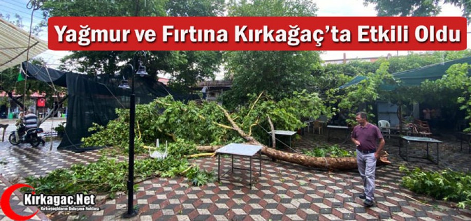 KIRKAĞAÇ’TA YAĞMUR ve FIRTINA AĞAÇLARI DEVİRDİ