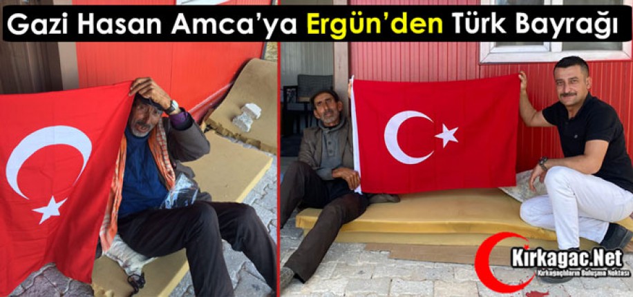 KIBRIS GAZİSİ HASAN AMCAYA ERGÜN’DEN TÜRK BAYRAĞI