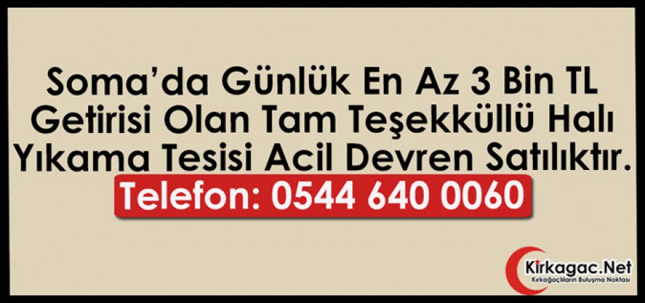 Tam Teşekküllü Halı Yıkama Tesisi Acil Devren Satılıktır