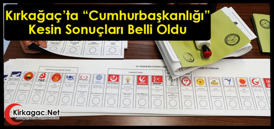 İŞTE KIRKAĞAÇ'TA "CUMHURBAŞKANLIĞI SEÇİMİ" KESİN SONUÇLARI