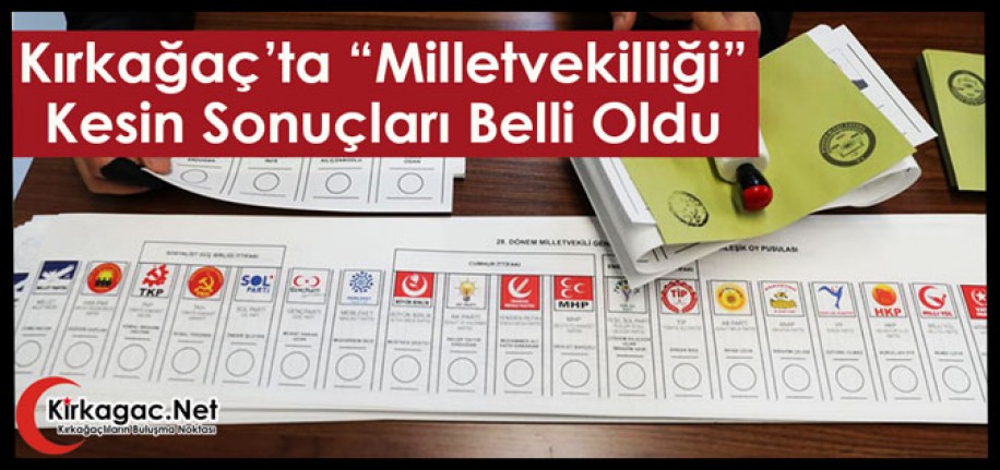 İŞTE KIRKAĞAÇ’TA “MİLLETVEKİLLİĞİ SEÇİMİ” KESİN SONUÇLARI