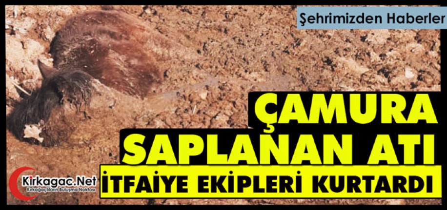 ÇAMURA SAPLANAN ATI İTFAİYE EKİPLERİ KURTARDI