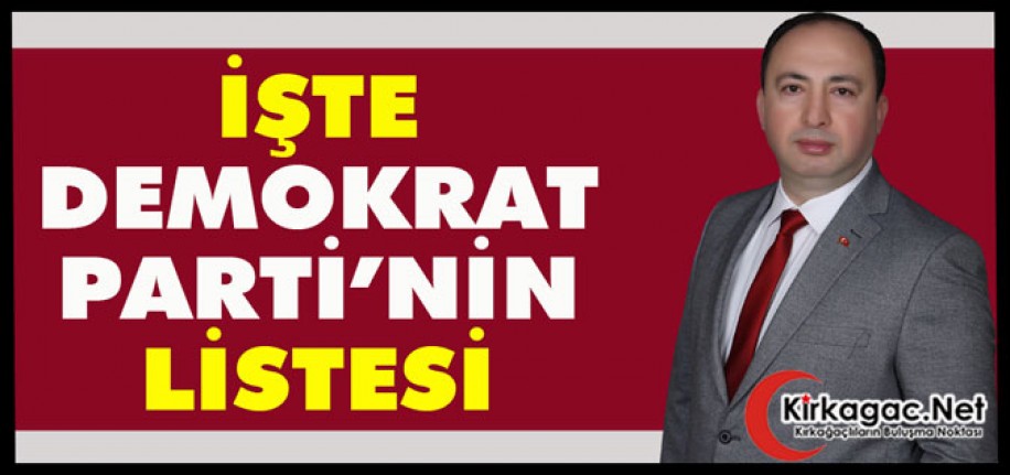 İŞTE DEMOKRAT PARTİ’NİN MECLİS ÜYESİ LİSTESİ