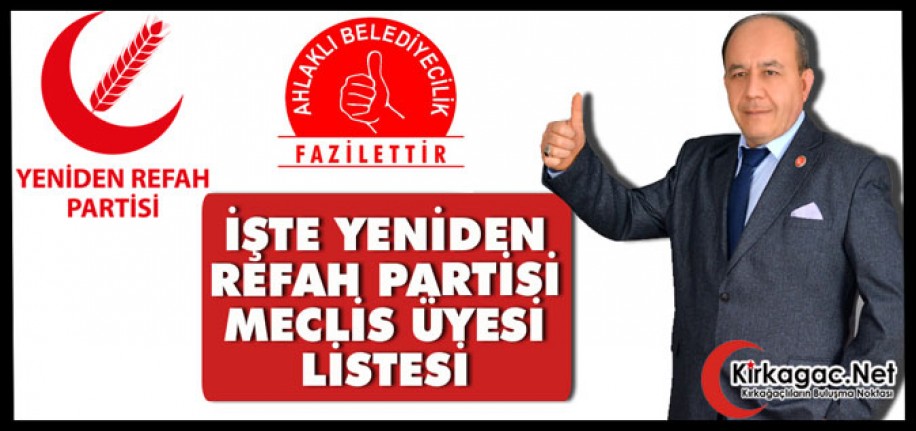 İŞTE YENİDEN REFAH PARTİSİ’NİN MECLİS ÜYESİ LİSTESİ