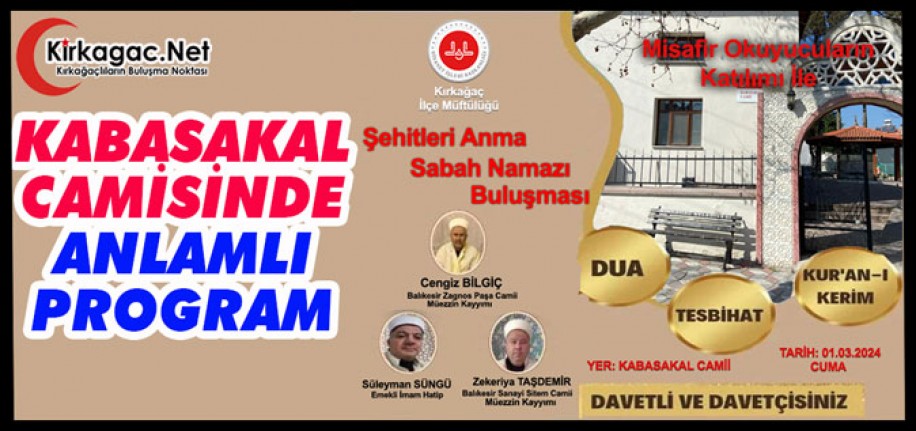 KABASAKAL CAMİSİNDE ANLAMLI PROGRAM