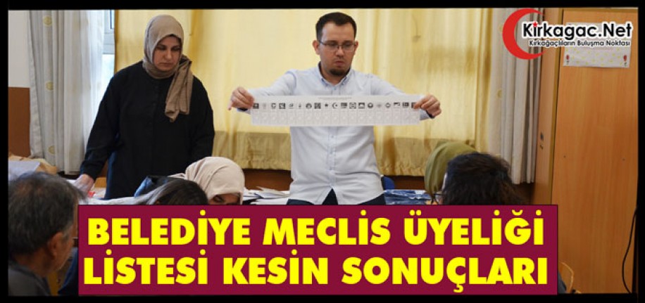 BELEDİYE MECLİS ÜYELİĞİ KESİN SONUÇLARI