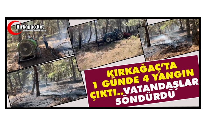 KIRKAĞAÇ'TA AYNI YERDE 1 GÜNDE 4 KEZ YANGIN ÇIKTI, VATANDAŞLAR SÖNDÜRDÜ