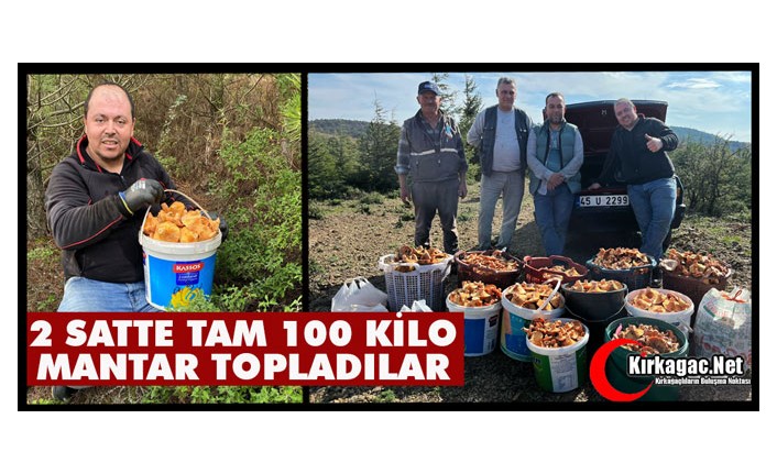 KIRKAĞAÇ’TA 2 SAATTE 100 KİLO MANTAR TOPLADILAR
