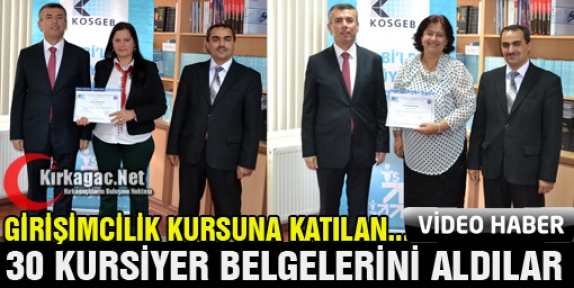 30 KURSİYER BELGELERİNİ TÖRENLE ALDI(VİDEO)