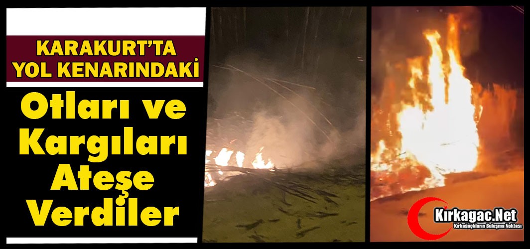 KARAKURT’TA YOL KENARINDA Kİ OTLARI ve KARGILARI ATEŞE VERDİLER