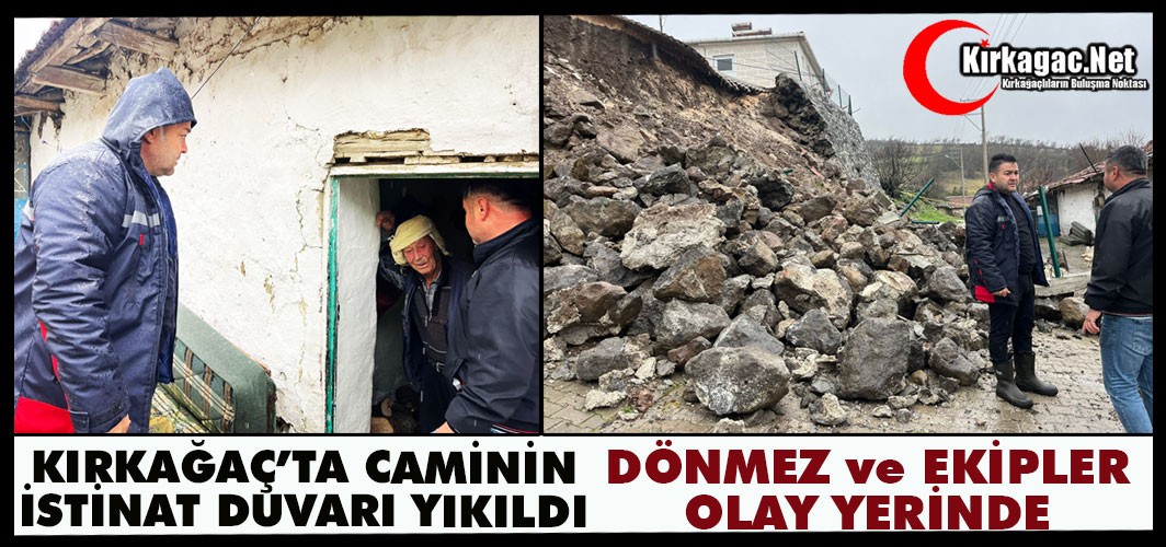 KIRKAĞAÇ’TA CAMİNİN İSTİNAT DUVARI YIKILDI
