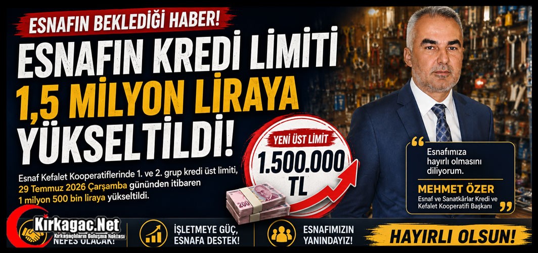 ESNAFA MÜJDE..ESNAFIN KREDİ LİMİTİ 1,5 MİLYON LİRAYA YÜKSELTİLDİ