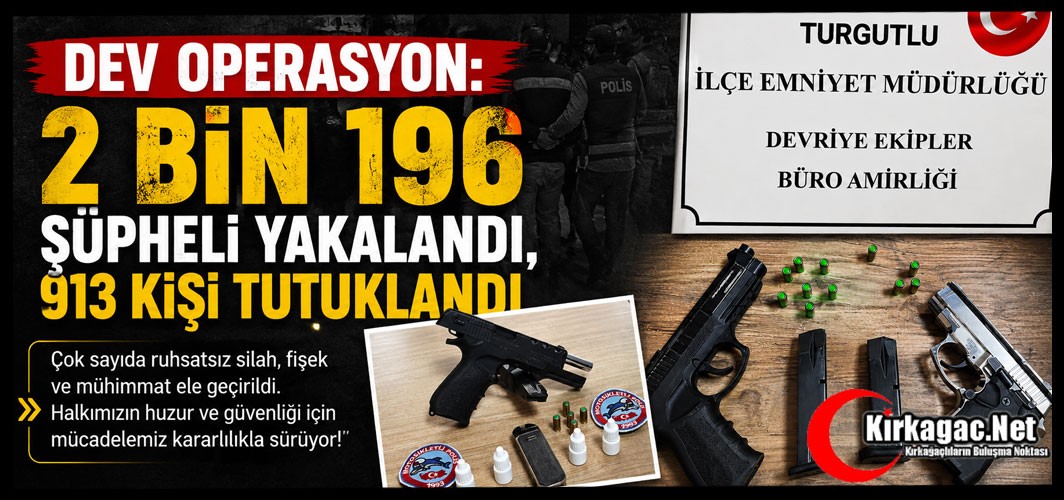 DEV OPERASYON: 2 BİN 196 ŞÜPHELİ YAKALANDI, 913 KİŞİ TUTUKLANDI