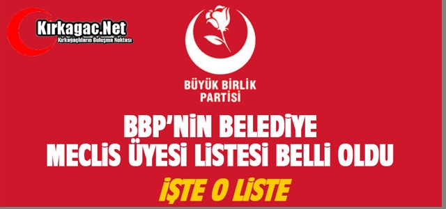 BBP MECLİS ÜYESİ ADAY LİSTESİ BELLİ OLDU