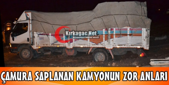 ÇAMURA SAPLANAN KAMYONUN ZOR ANLARI