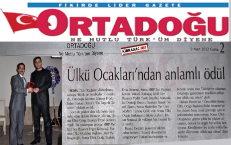 HAKAN DEMİR'E PLAKET(ORTADOĞU)