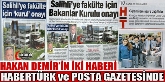 HAKAN DEMİR'İN 2 HABERİ POSTA ve HABERTÜRK'TE