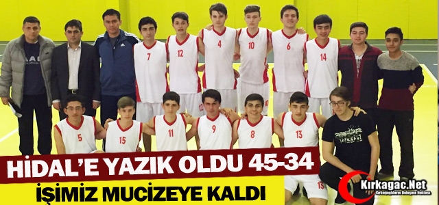 HİDAL BASKETBOL TAKIMINA YAZIK OLDU 45-34