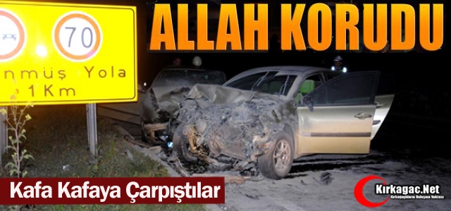 İKİ OTOMOBİL KAFA KAFAYA ÇARPIŞTI 4 YARALI