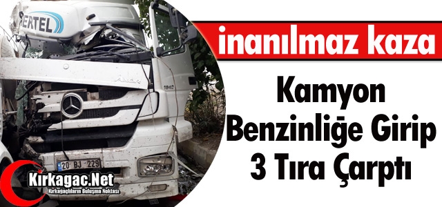 İNANILMAZ KAZA..KAMYON 3 TIRA ÇARPTI