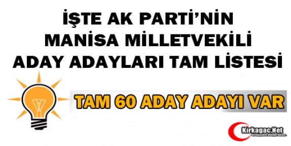 İŞTE AK PARTİ'NİN MANİSA'DA Kİ 60 ADAY ADAYI