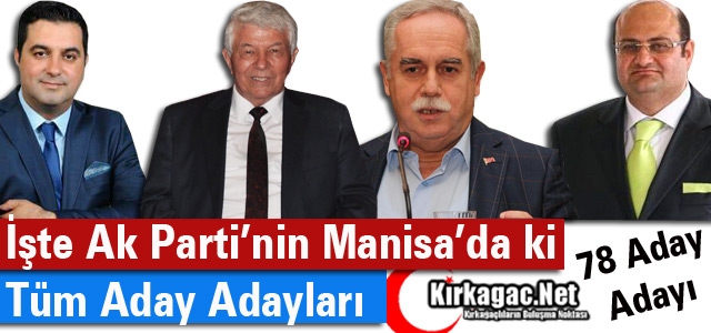 İŞTE AK PARTİ’NİN MANİSA’DA Kİ ADAY ADAYLARI