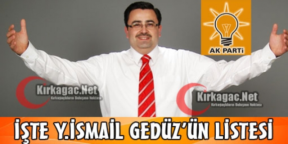 İŞTE YAŞAR İSMAİL GEDÜZ'ÜN LİSTESİ