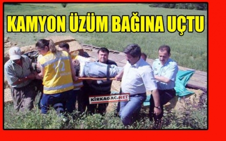 KİRAZ YÜKLÜ KAMYON BAĞA UÇTU 1 ÖLÜ