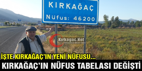 KIRKAĞAÇ’IN NÜFUS TABELASI DEĞİŞTİ