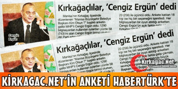 KİRKAGAC.NET'İN ANKETİ HABERTÜRK'TE