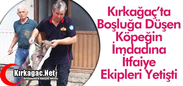 KIRKAĞAÇ'TA KÖPEĞİN İMDADINA İTFAİYE EKİPLERİ YETİŞTİ