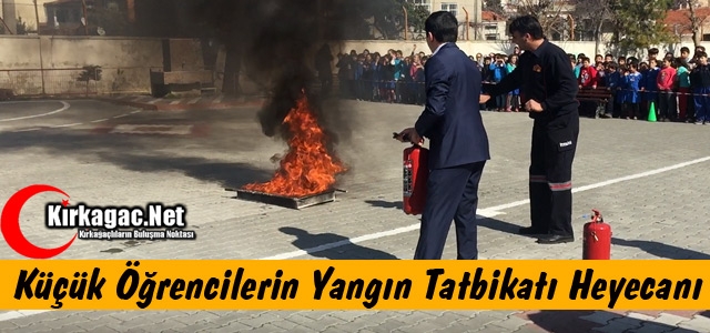 KÜÇÜK ÖĞRENCİLERİN YANGIN TATBİKATI HEYECANI