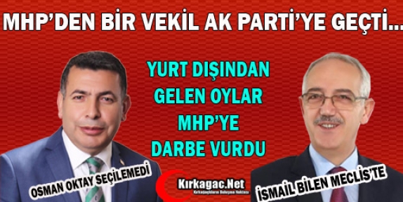 MHP'DEN BİR VEKİL AK PARTİ'YE GEÇTİ