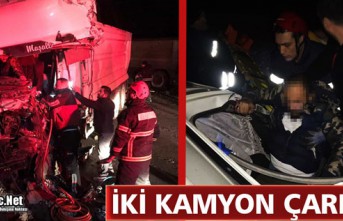 İKİ KAMYON ÇARPIŞTI 2 YARALI