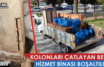 DEPREMDE KOLONLARI ÇATLAYAN KIRKAĞAÇ BELEDİYESİ HİZMET BİNASI BOŞALTILIYOR