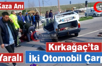 KIRKAĞAÇ'TA İKİ OTOMOBİL ÇARPIŞTI 4 YARALI(VİDEO)