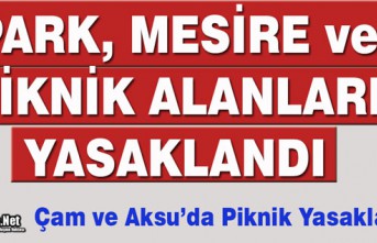 PARK, MESİRE ve PİKNİK ALANLARI YASAKLANDI