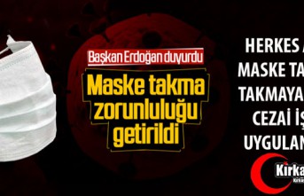 SON DAKİKA..MASKE TAKMA ZORUNLULUĞU GELDİ