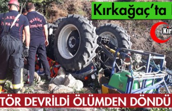 TRAKTÖR DEVRİLDİ, ÖLÜMDEN DÖNDÜ