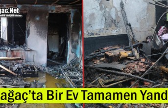 KIRKAĞAÇ'TA BİR EV TAMAMEN YANDI