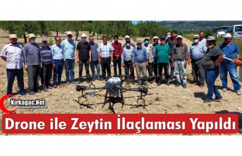 KIRKAĞAÇ'TA DRONE İLE ZEYTİN İLAÇLAMASI YAPILDI