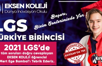 LGS TÜRKİYE 1.Sİ AKHİSAR EKSEN KOLEJİ'NDEN